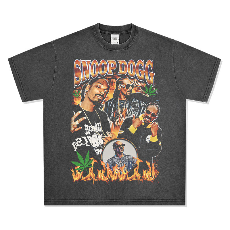 Streetwear masculino hip hop Snoop Dogg print short sleeve t-shirt