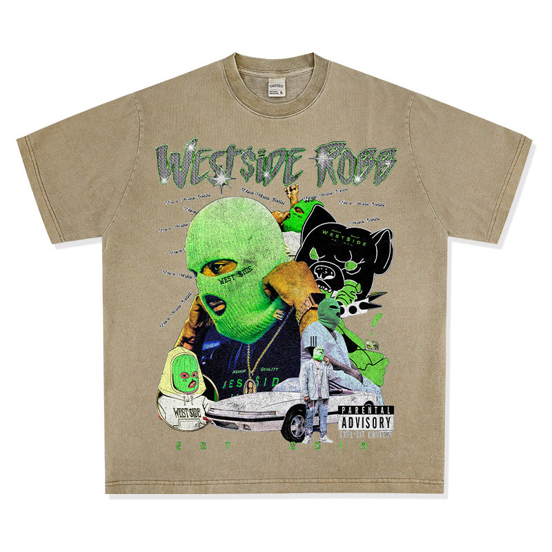 Cool t rapper hip hop robb print vintage hiphop short sleeve t-shirt