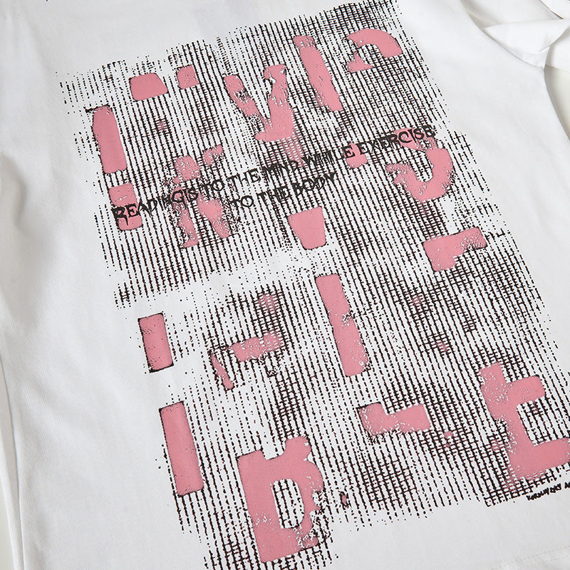 Nyc 1990 Shirt Alphabet Foam Print Loose Short Sleeve T-Shirt