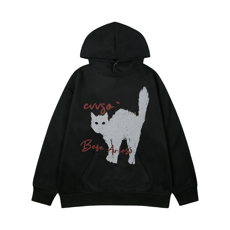 Streetwear Hoodie Cartoon Pussy Print Hooded Sweater Oversize Loose Hoodie