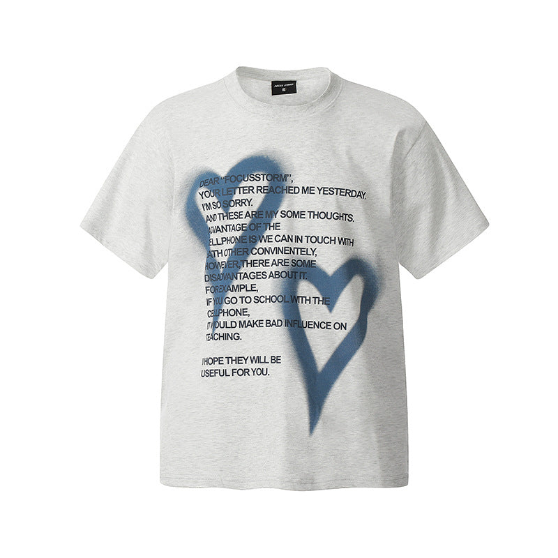 Marcas De Streetwear Love Letter Print Short Sleeve T-Shirt