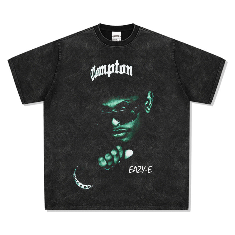 Marcas streetwear usa vintage hip hop Eazy-E print short-sleeved t-shirt