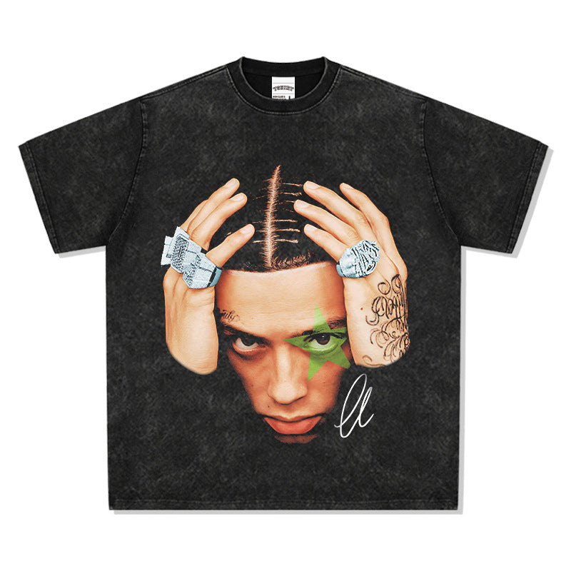 New york hip hop shop vintage hip hop Central Cee Sachushi print short sleeve t-shirt