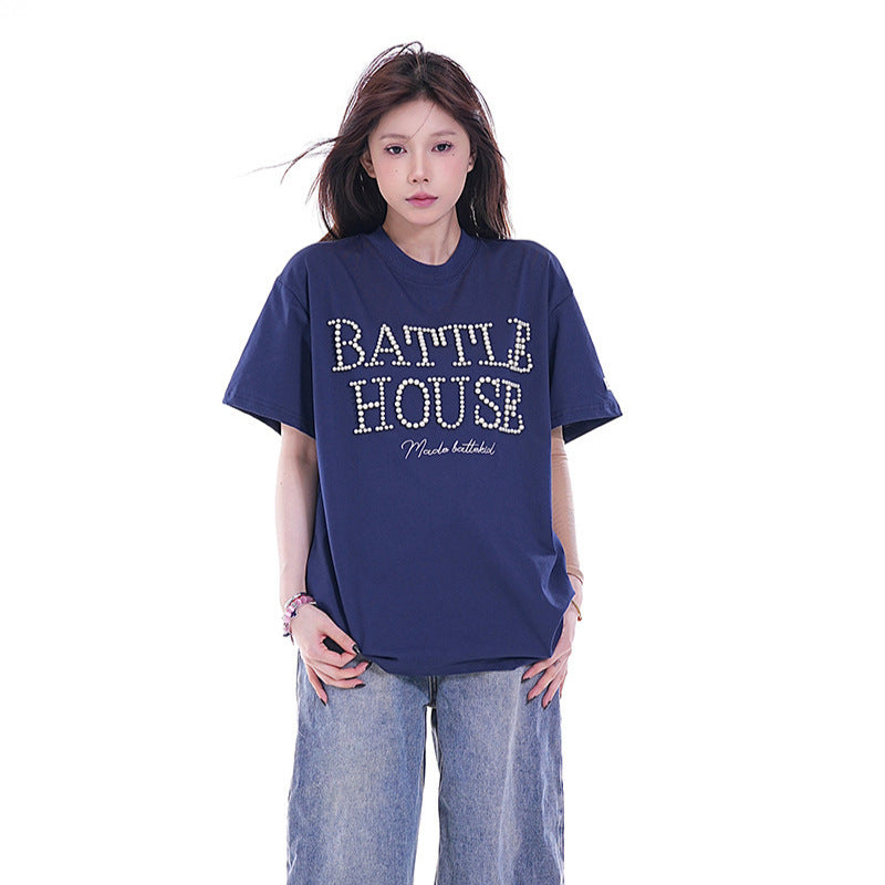 Hip Hop Clothes New York Alphabet Short Sleeve T-Shirt Summer Loose Top