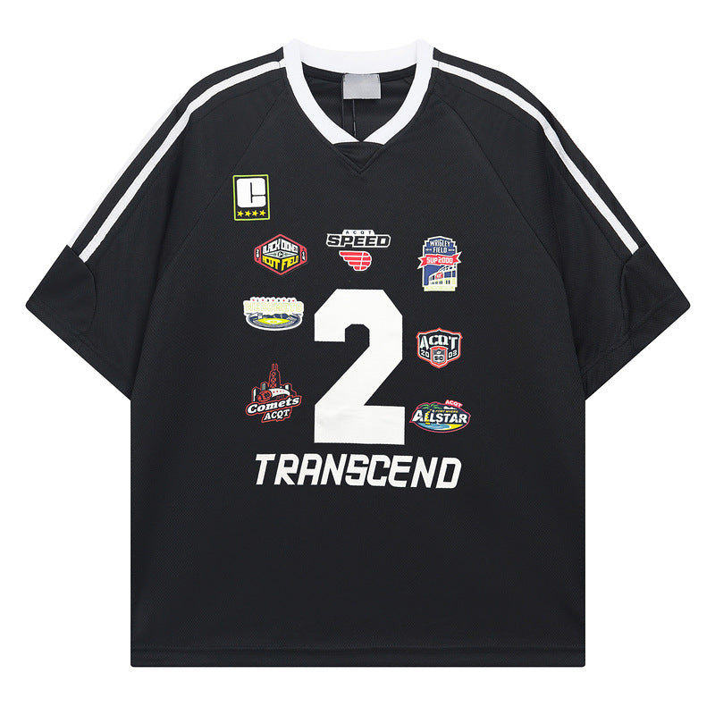 Racing oversized t shirt retro racing crew neck short sleeve t-shirt