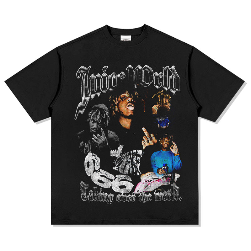 New york hip hop shop bc rap juice wrld print, short sleeve t shirt