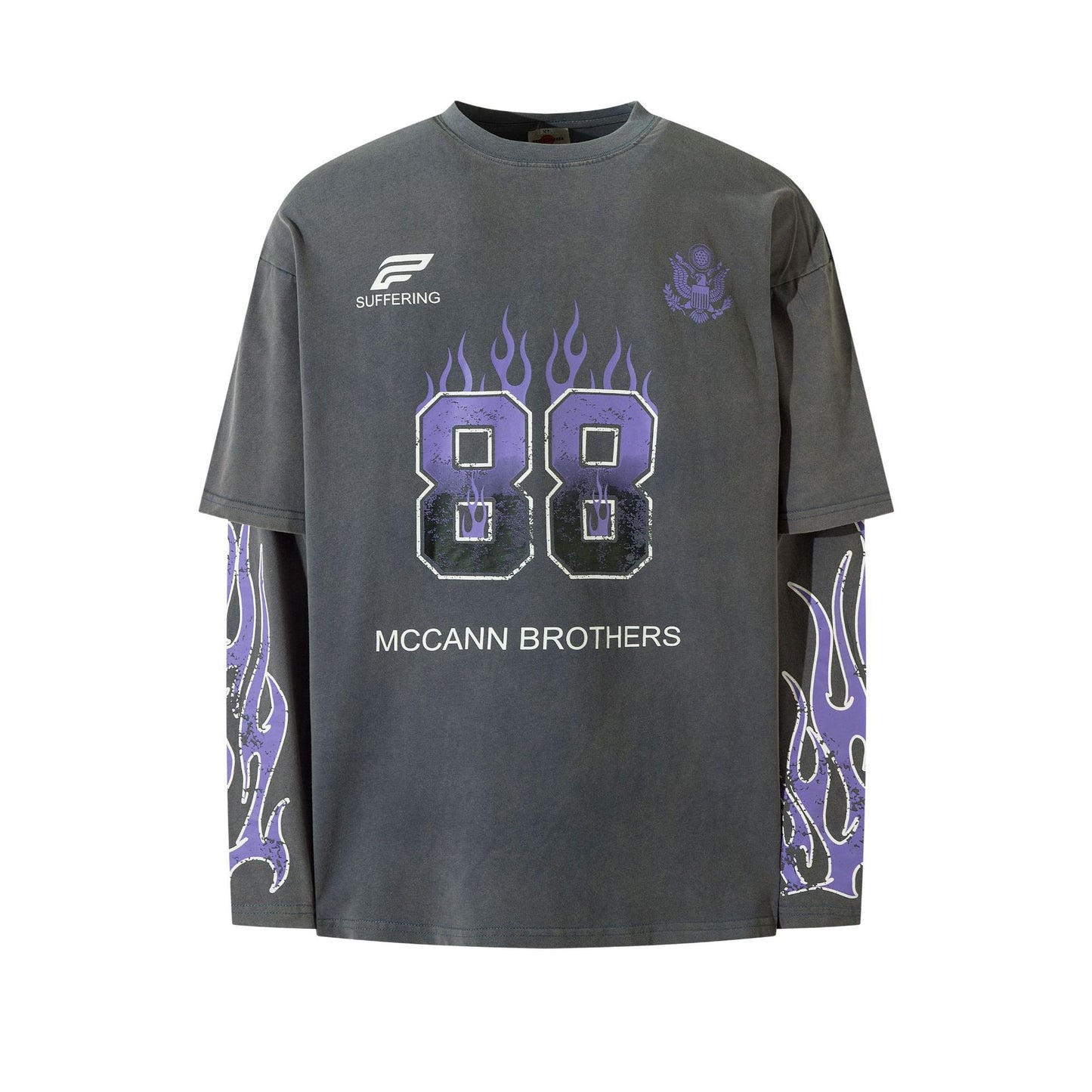 Hustle vintage flame print long sleeve t-shirt