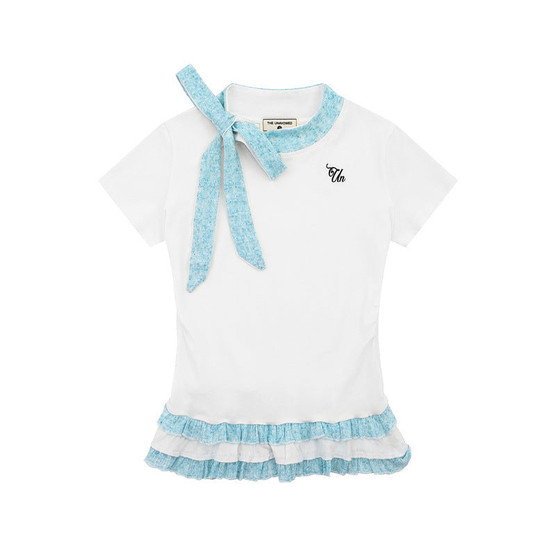 US drip outfits Summer Vintage Lace Casual Loose Short Sleeve T-Shirts