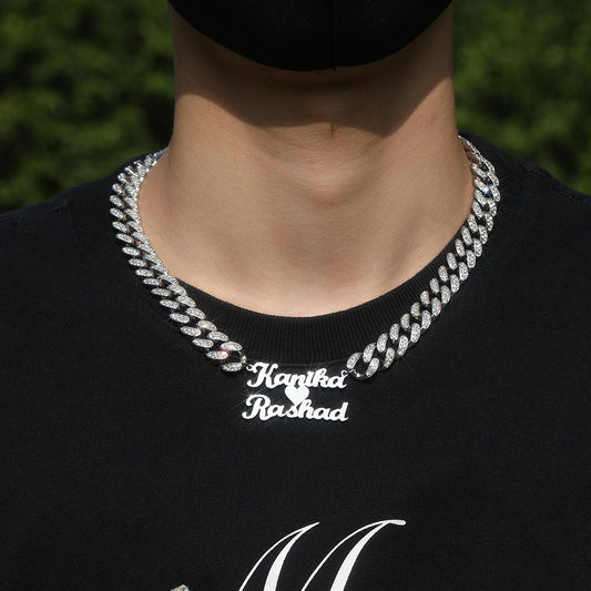 Jewelry Hip Hop Stainless Steel Diamond Pendant Letter Cuban Necklace Customized Word Up