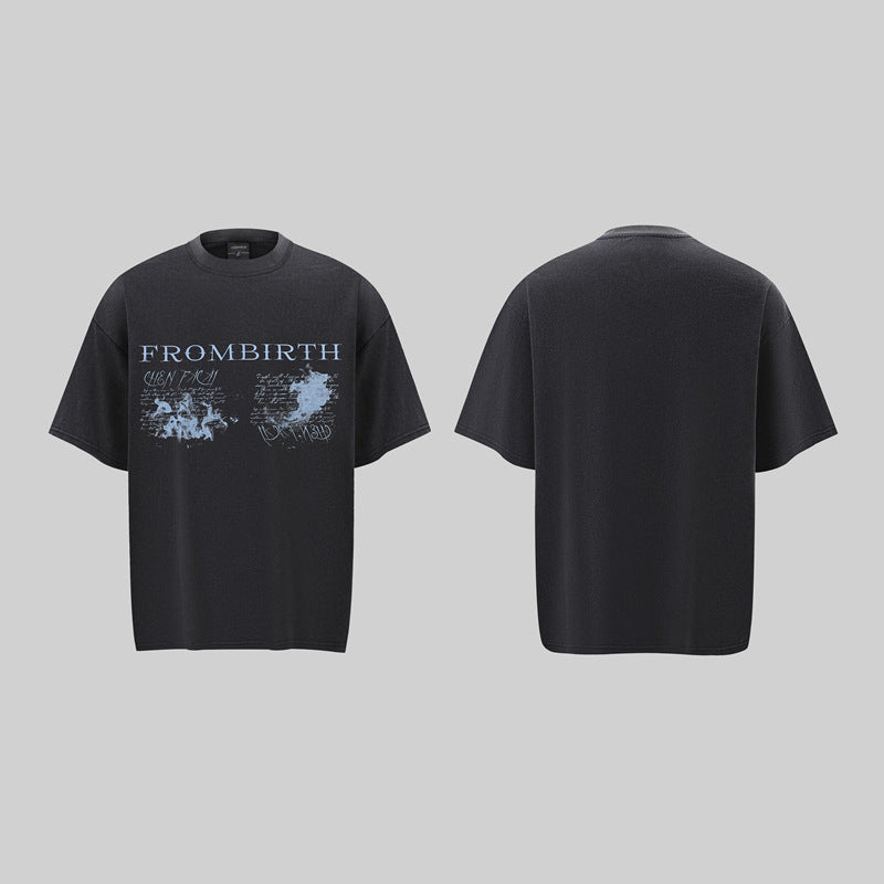 Camisas Retros Washed Hip Hop Short Sleeve T-Shirt