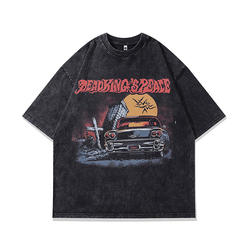 Ropa Vintage Hombre Hop Cartoon Print Half Sleeve T-Shirt