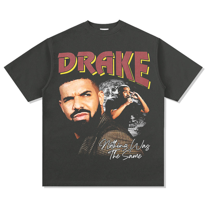 Cool t rapper vintage Drake print hip hop short sleeve t-shirt vintage