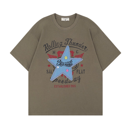 Remeras rock nacional summer vintage pentagram embroidered t-shirt