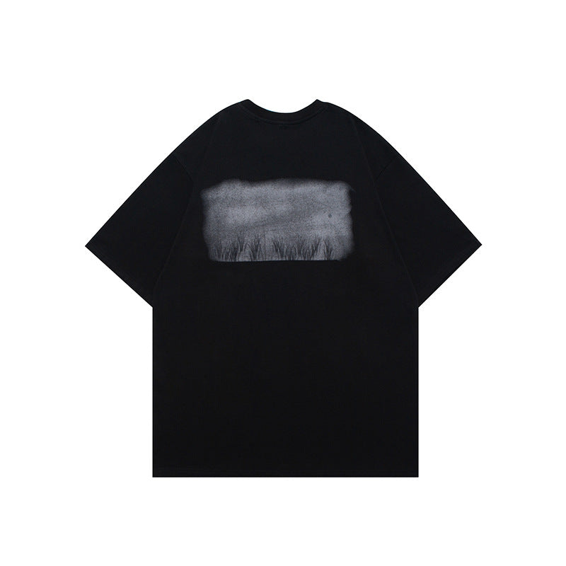 Vintage Tišö Rt graffiti print short-sleeved T-shirt loose casual tee