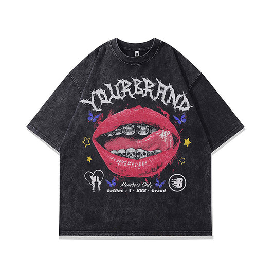 Ropa Vintage Hombre Skull Graffiti Print Short Sleeve T-Shirt