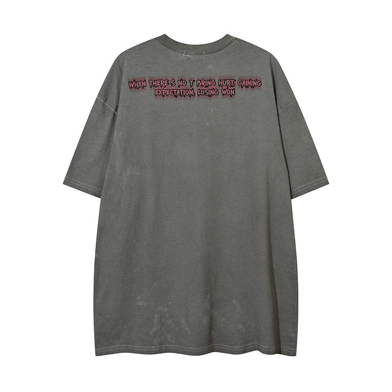 Vintage T Shirts Hip Hop Old Short Sleeve T-Shirt Summer Loose Graffiti Print