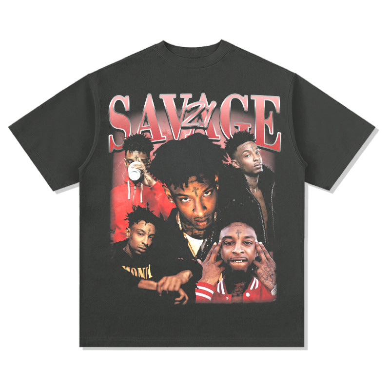 Cool t rapper VINTAGE hip hop rap 21 Savage print long sleeve short sleeve t-shirt
