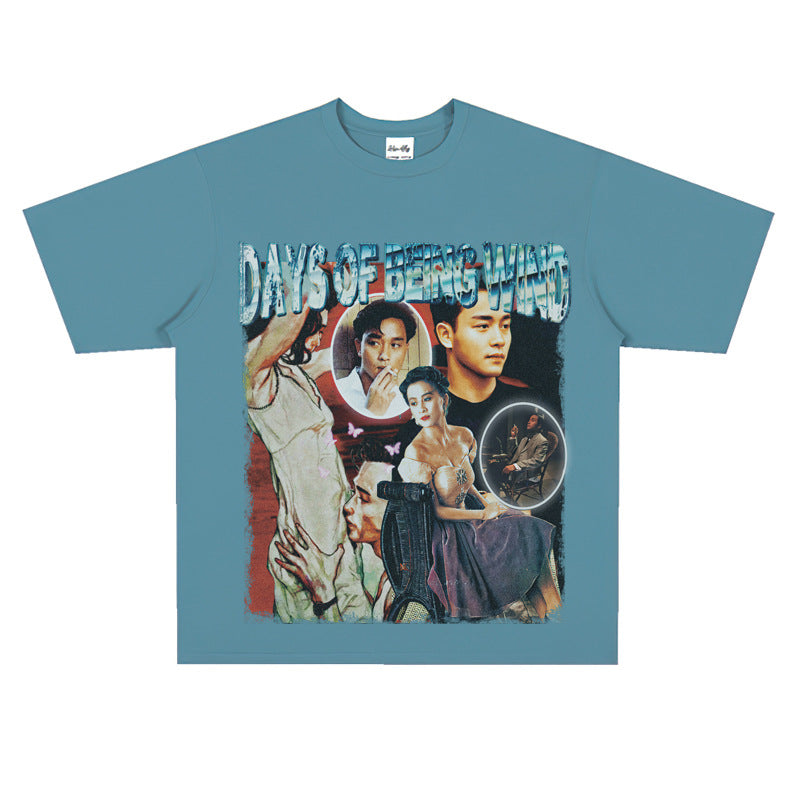 Film Star T Shirt Classic Movie Zhang Guorong Afei Short Sleeve Loose Retro Street Printing T-shirt