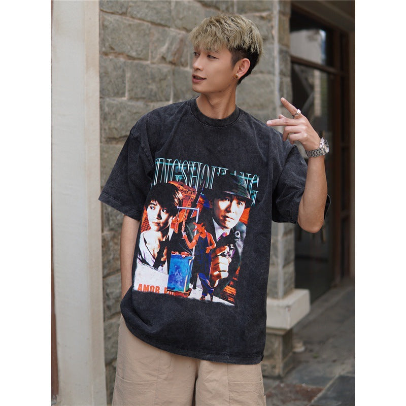 Film Star T Shirt Short Sleeve Loose Retro American Design T-shirt