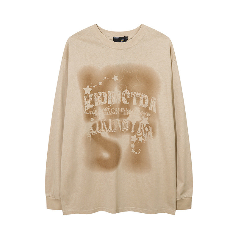 Vintage T Shirts Hip Hop Graffiti Letter Print Long Sleeve T-Shirt oversize