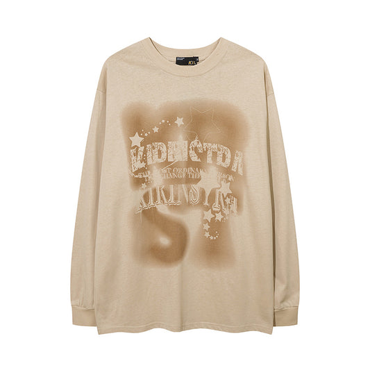 Vintage T Shirts Hip Hop Graffiti Letter Print Long Sleeve T-Shirt oversize