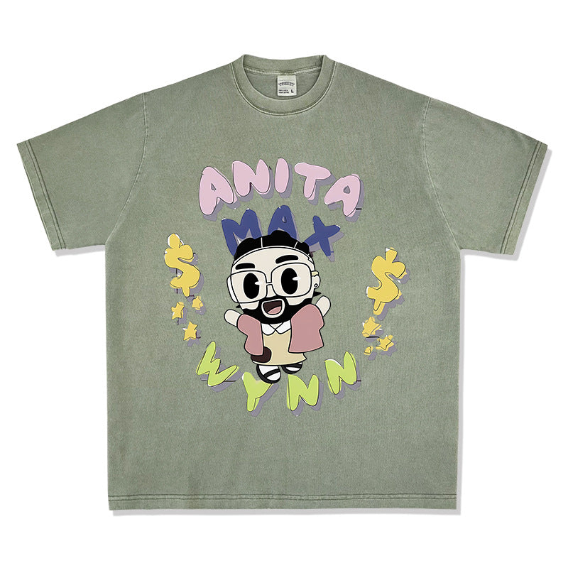 Outfit streetwear vintage hip hop drake print short sleeve t-shirt