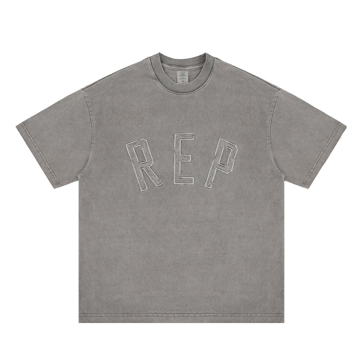 Vintage College Shirts Summer REP Alphabet Embroidery Old Crew Neck Short Sleeve T-Shirt