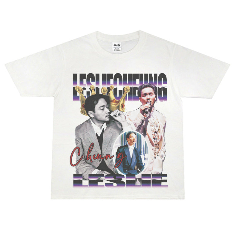 Film Star T Shirt Loose Heavy Retro Street Cotton American T-shirt Men and Women