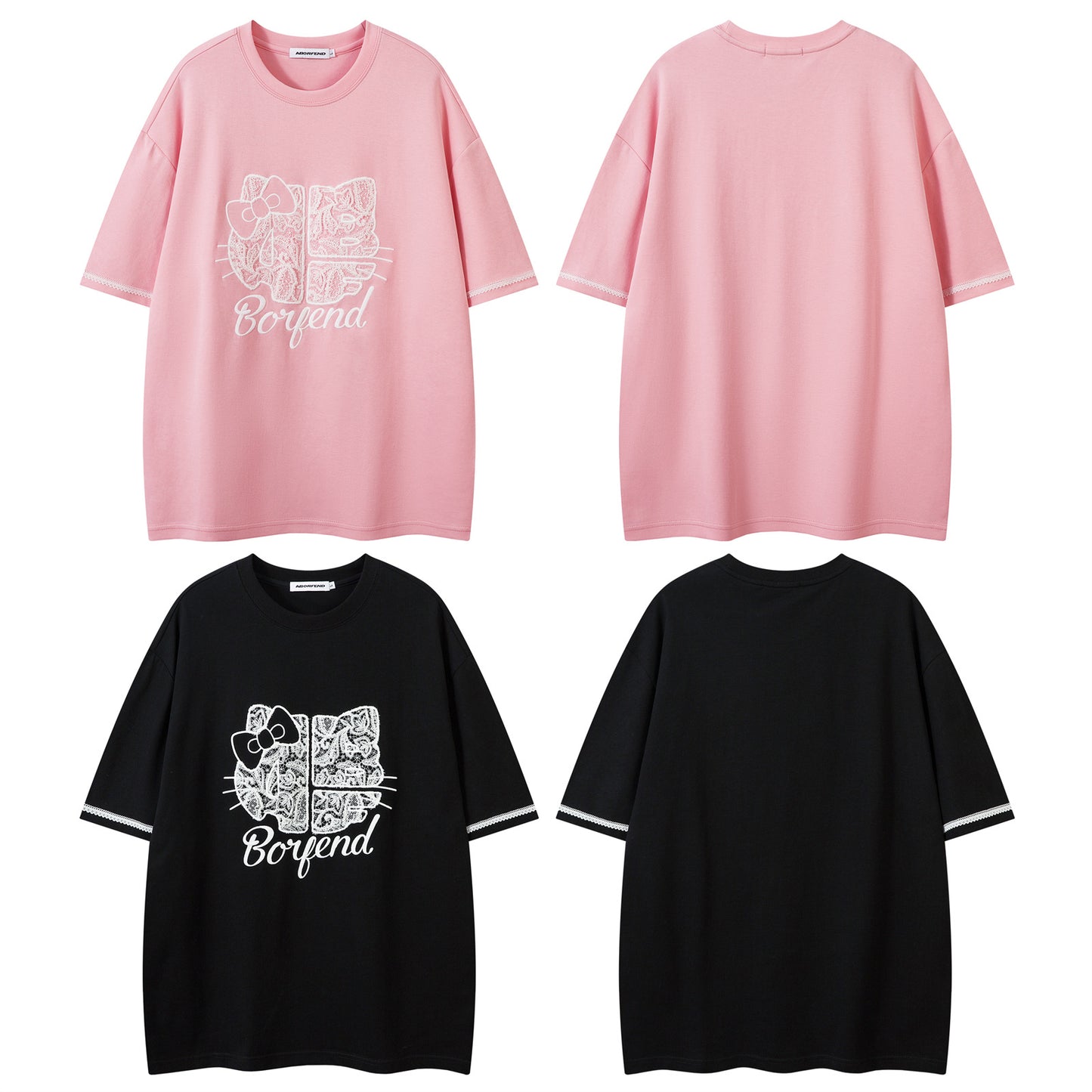 Distorted vintage Hello Kitty Short Sleeve T-Shirt Summer Loose Casual Top