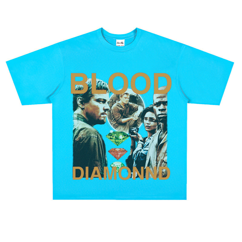 Film Star T Shirt Loose Heavy American Retro Street Cotton T-shirt Men and Women
