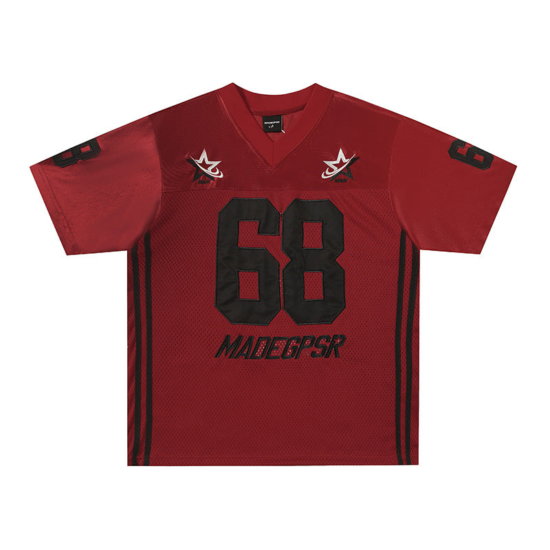 Hustle vintage summer short-sleeved embroidered quick-drying sports t-shirt