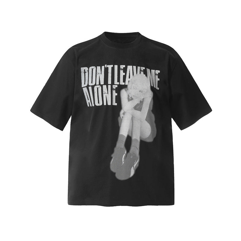 Camisas Retros Hip Hop Character Letter Print Short Sleeve T-Shirt