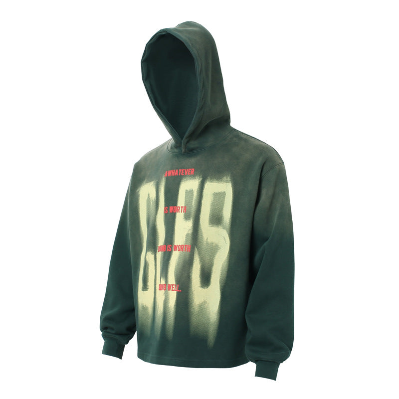 Streetwear Hoodie gradual change do old hooded sweater retro graffiti letter hoodie