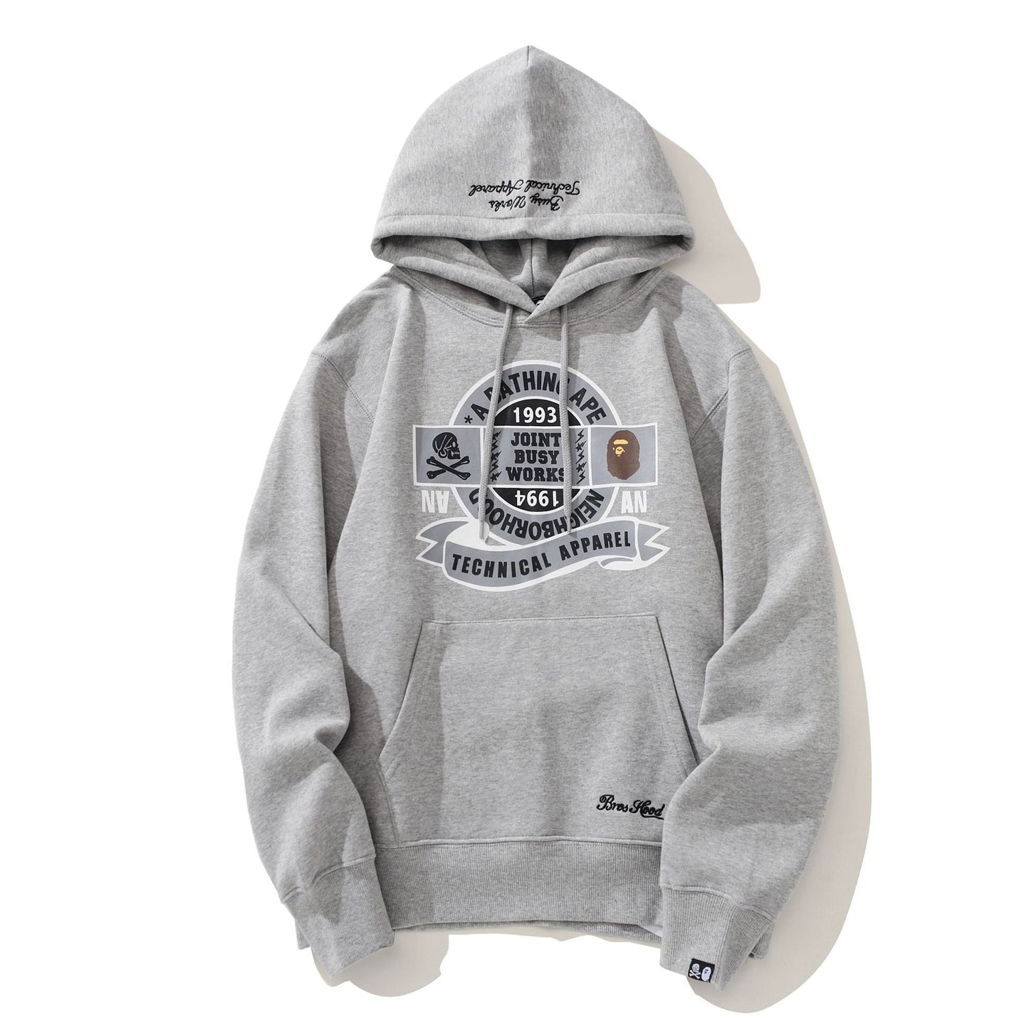 Ape Hoodie Skull Ape Man Letter Print Hooded Pullover Kangaroo Sweater