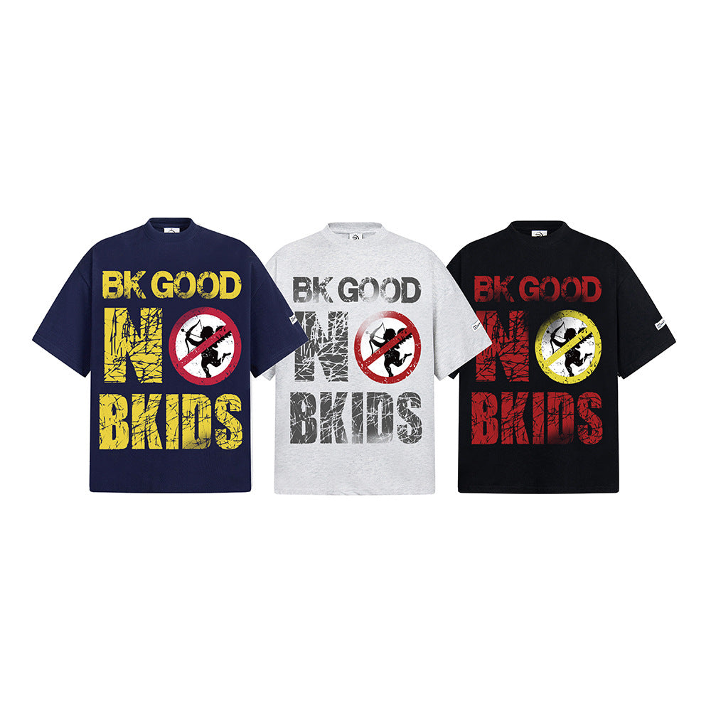 Hip Hop Clothes New York Washed Old Alphabet Print Short Sleeve T-Shirt Loose Casual Hip Hop Top