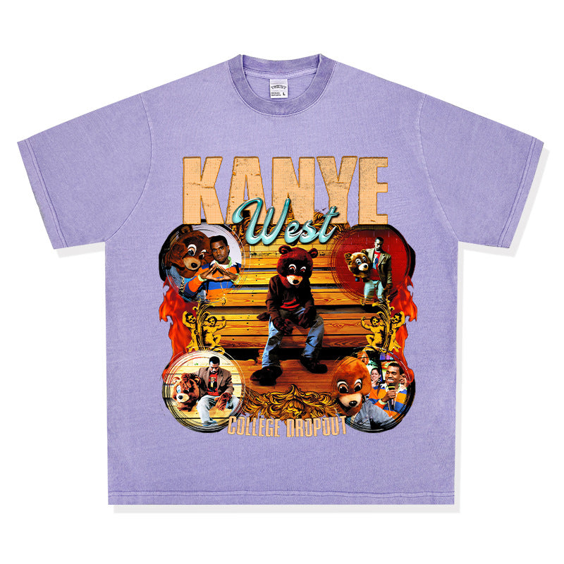 New york hip hop shop vintage hip hop kanye west print short sleeve t shirt