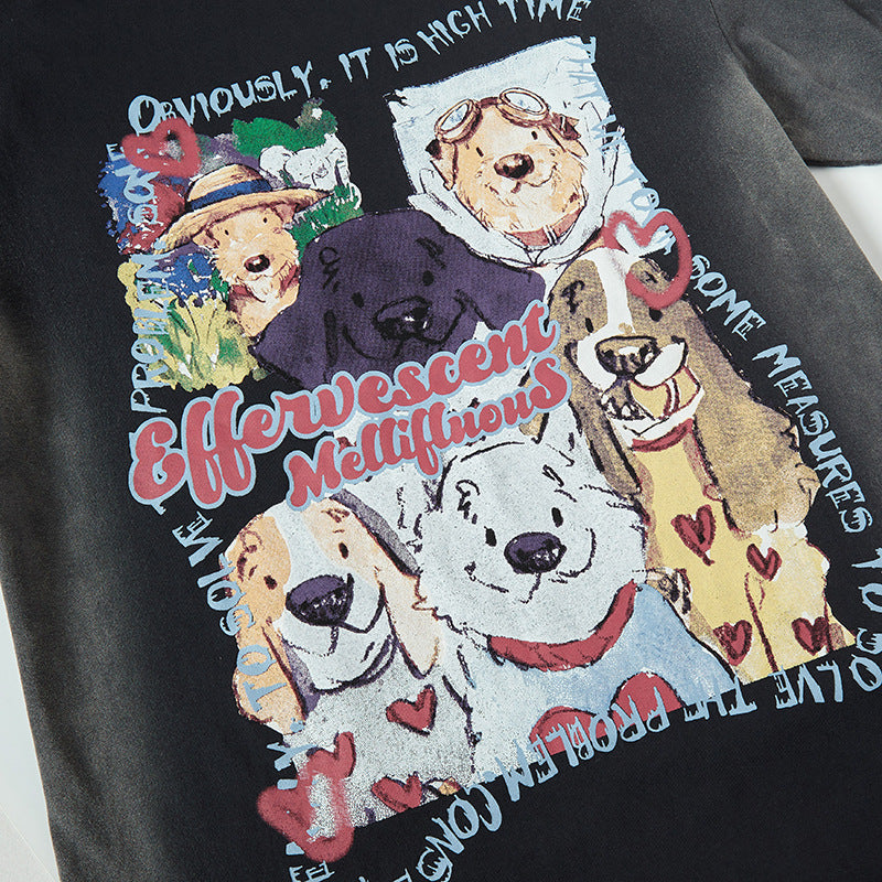 Nyc T Shirt Dog Print Short Sleeve T-Shirt Summer Loose Casual Top