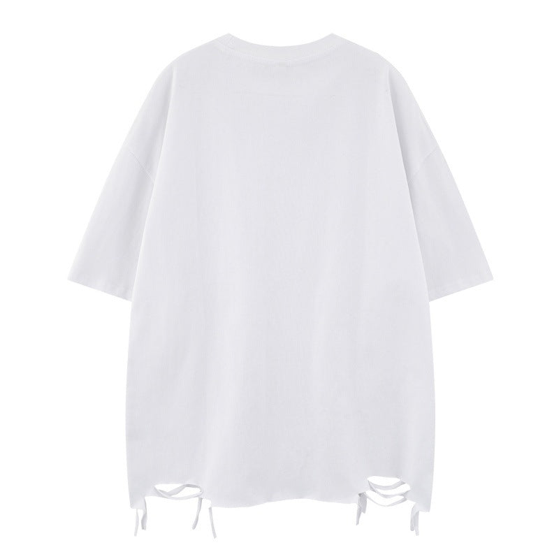 US drip outfits summer vintage love black cat print casual loose short sleeve T-Shirts