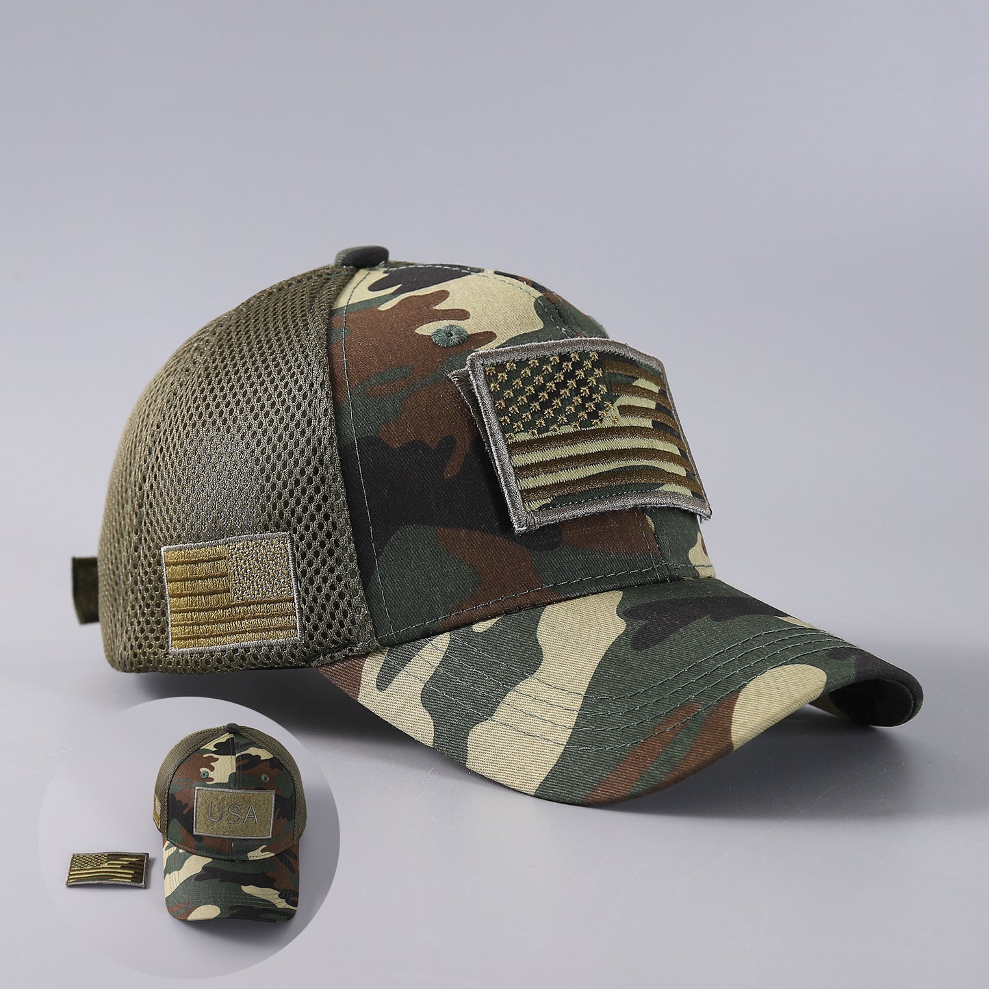 Vintage Usa Cap Camo Breathable Velcro