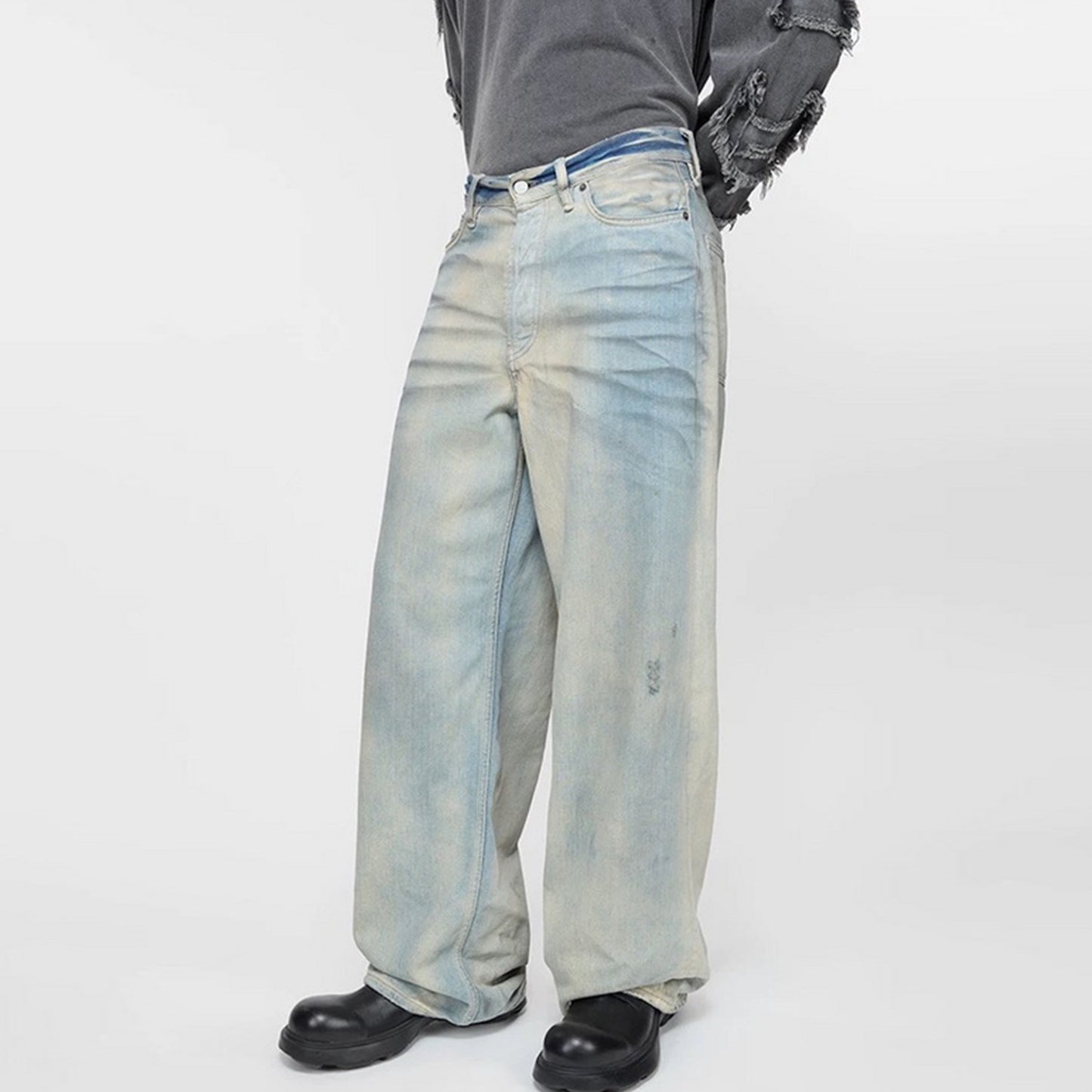 Rock Revival Jeans Ripped Jeans Straight Slim-fit Washed Old Trousers