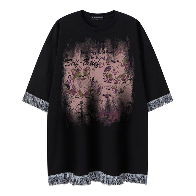 Camisetas streetwear Summer Vintage Puppy Casual Loose Short Sleeve T-Shirt