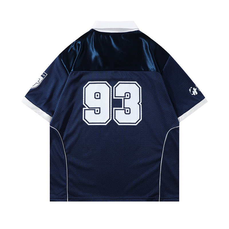 Y2K mens shirt retro V-neck casual t-shirt