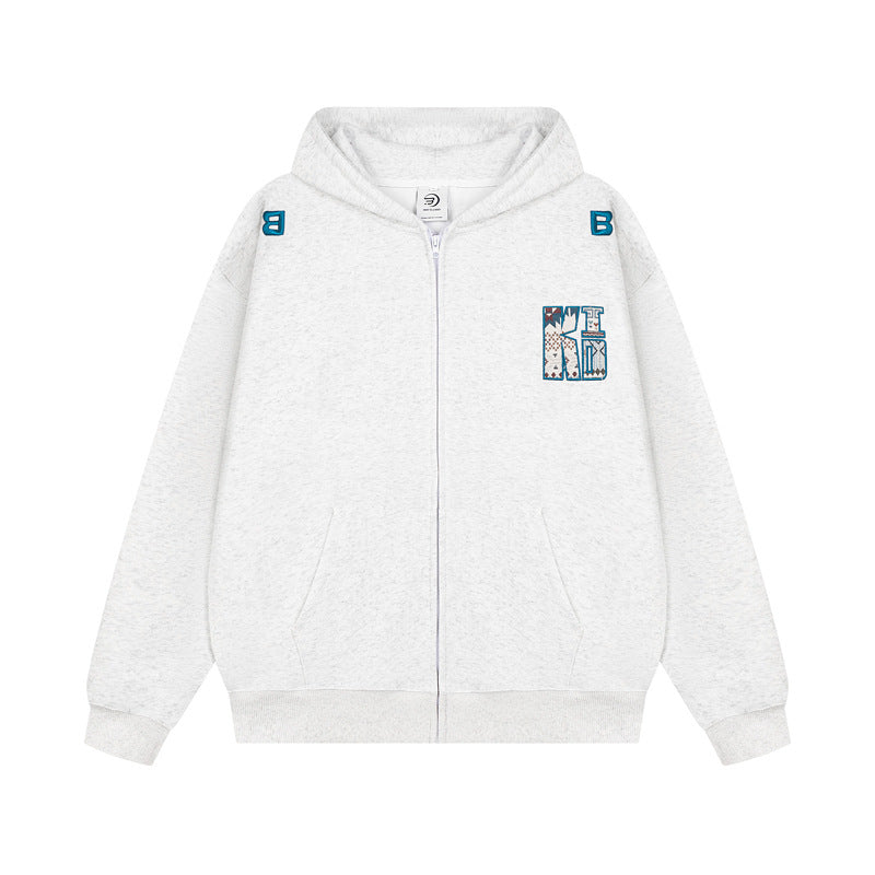 Streetwear Hoodie Embroidered Hooded Sweater Loose Hoodie Jacket