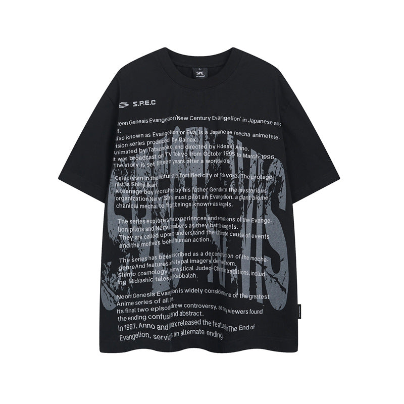 Y2K mens shirt vintage alphabet print short sleeve t-shirt