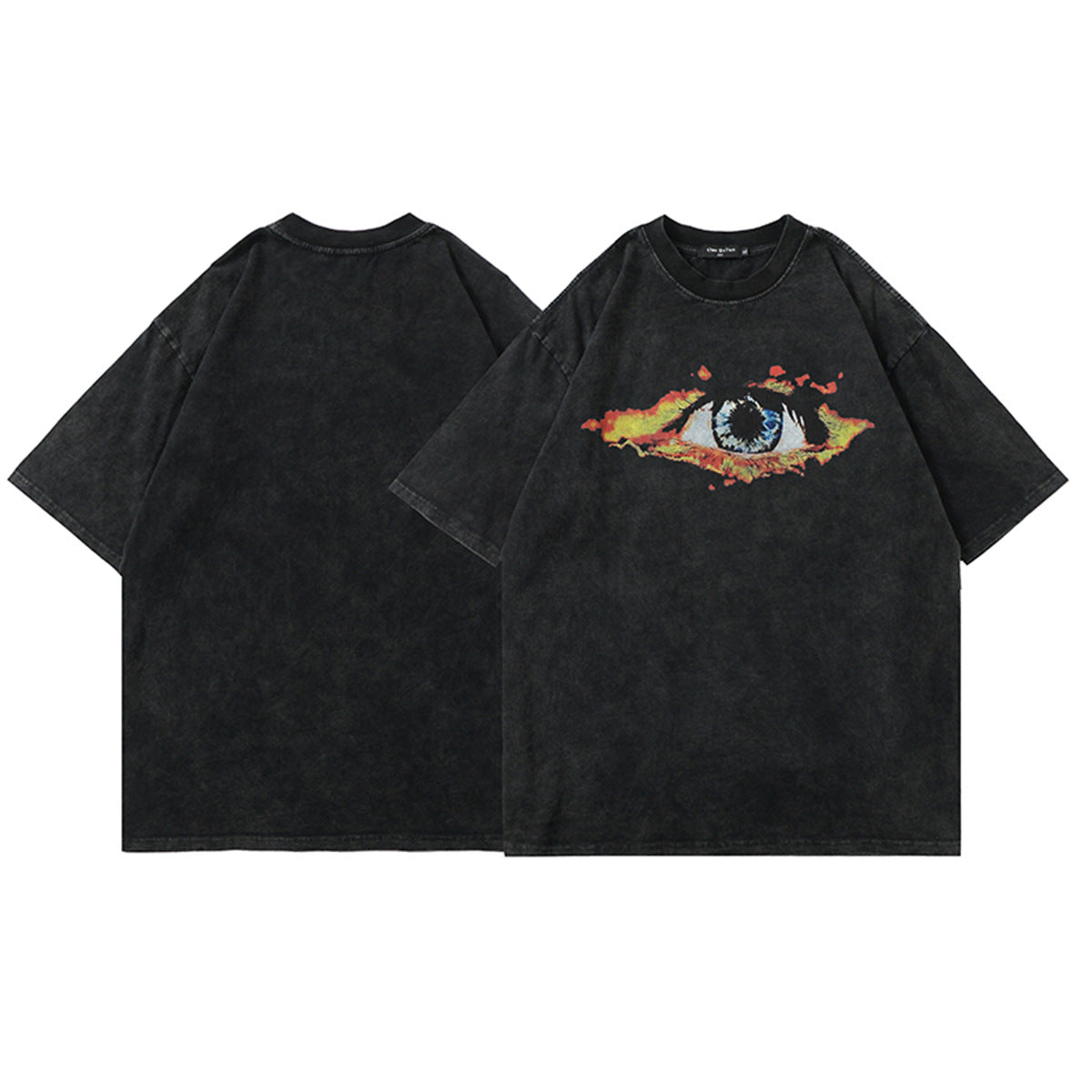 Hustle vintage summer hip hop wash t-shirt short sleeve