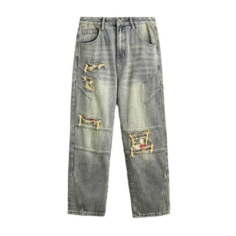 1990 Fashion Jeans Retro Ripped Old Jeans Casual Loose Pants