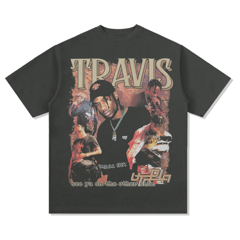 Cool t rapper vintage hip hop Travis print long sleeve short sleeve t-shirt Vintage