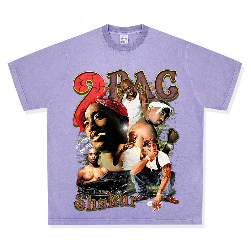 Cool t rapper vintage hip hop 2Pac tupa print short sleeve t-shirt