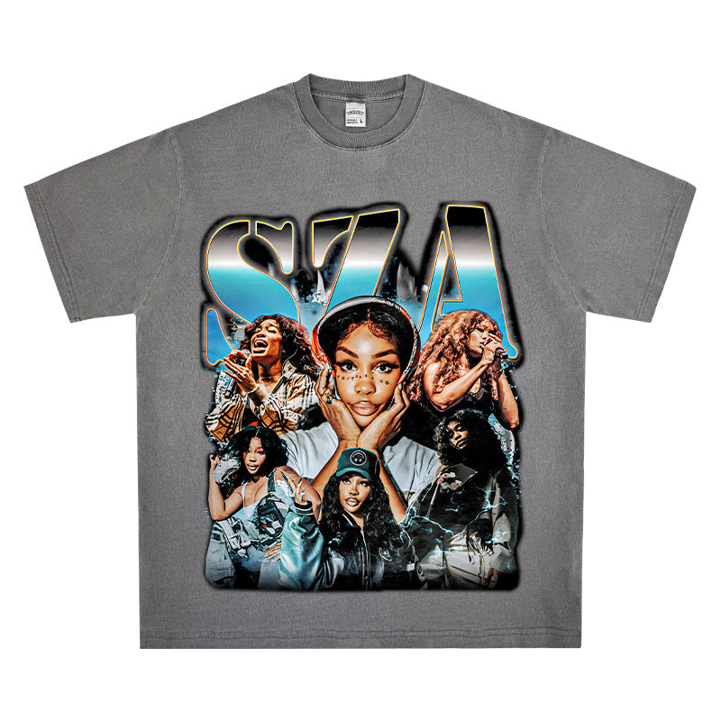 New york hip hop shop vintage hip hop sza print short sleeve t-shirt