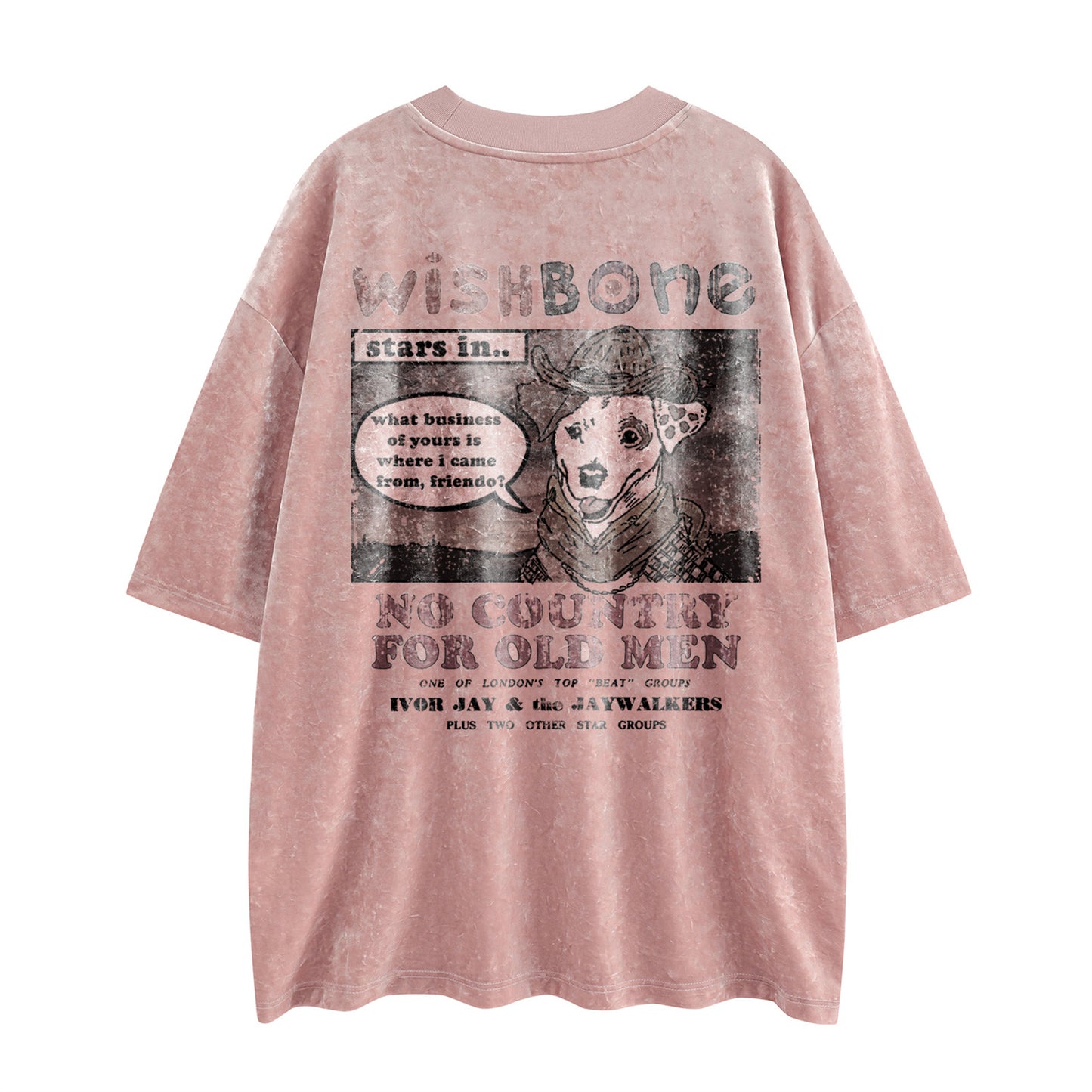 Distorted vintage puppy letter print short sleeve t-shirt summer loose casual top
